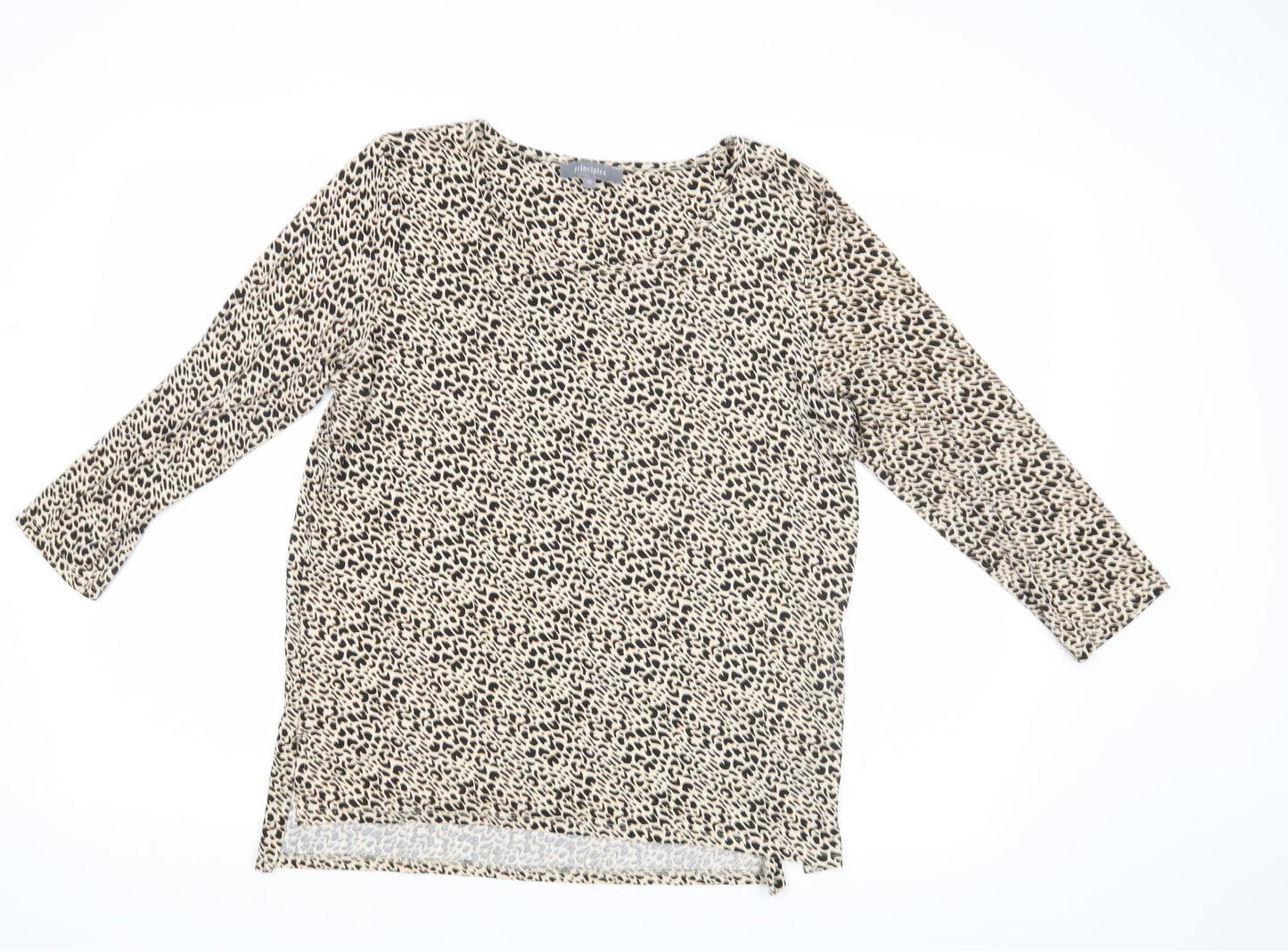 Principles Womens Beige Animal Print  Basic Blouse Size 14
