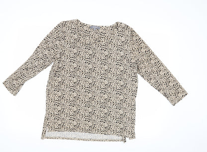 Additional front view of Principles women’s beige animal print basic blouse, size UK 14