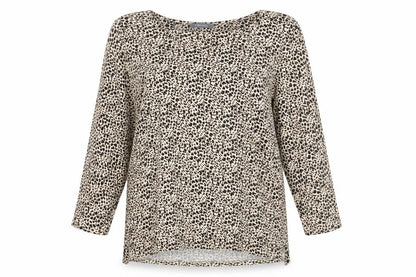 Front view of Principles women’s beige animal print basic blouse, size UK 14