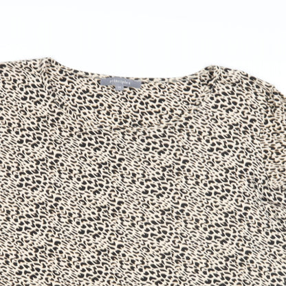 Close-up detail of Principles women’s beige animal print basic blouse, size UK 14