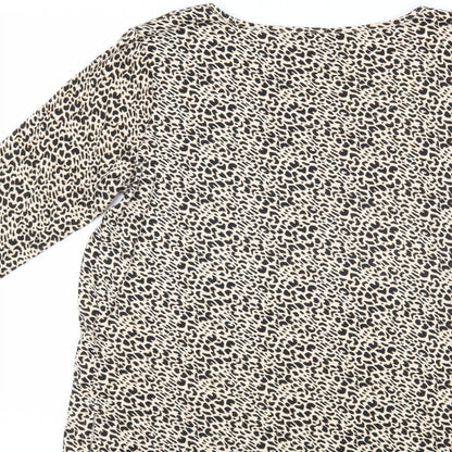 Brand and care label for Principles women’s beige animal print basic blouse, size UK 14