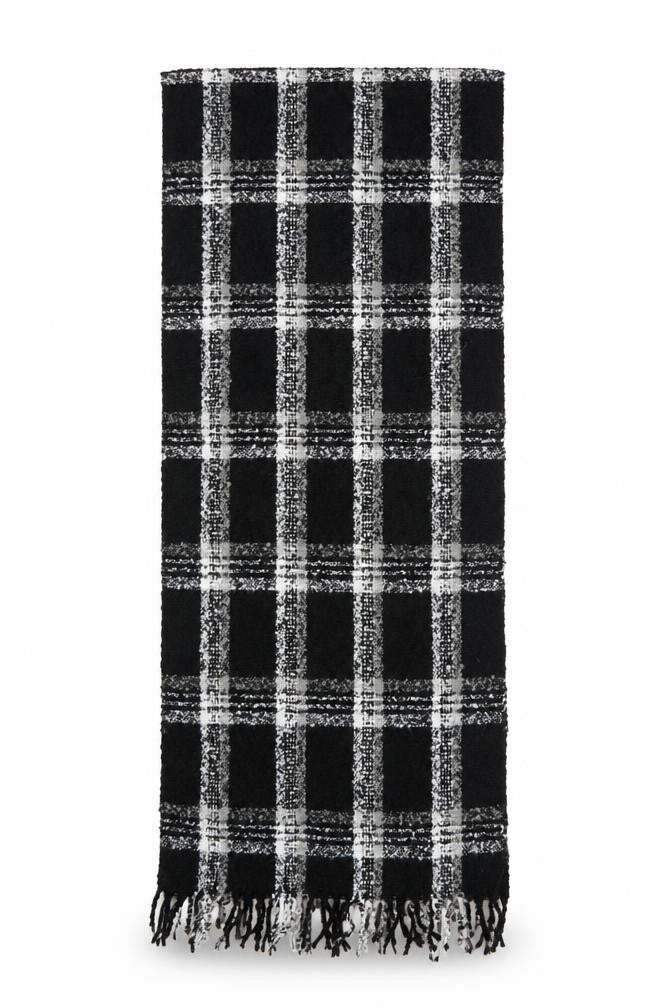 Preworn Unisex Black Check   Shawl/Wrap