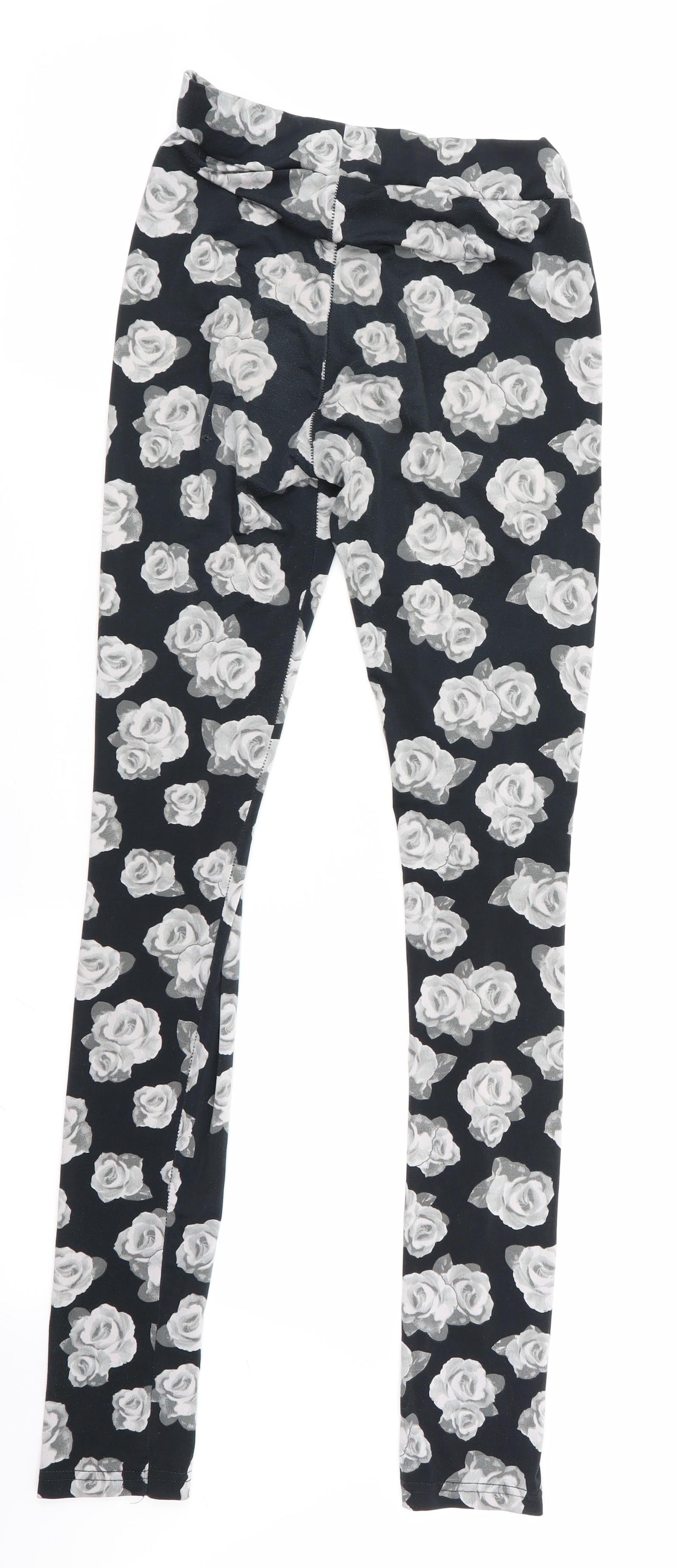 Divided Womens Black Floral  Jegging Leggings Size XS L29 in