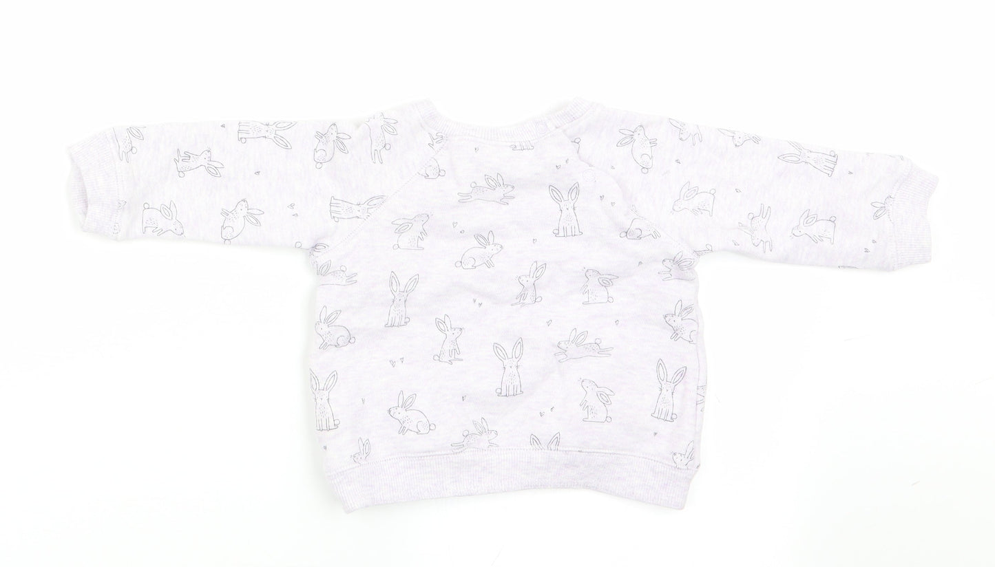 NEXT Girls Purple Animal Print  Pullover Jumper Size 3-6 Months