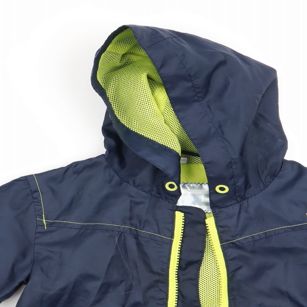 Close-up detail of Urban Rascals boys’ blue parka coat, size 3-4, years