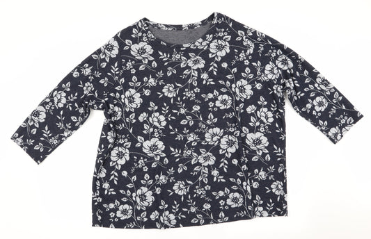 Preworn Womens Blue Floral  Pullover Jumper