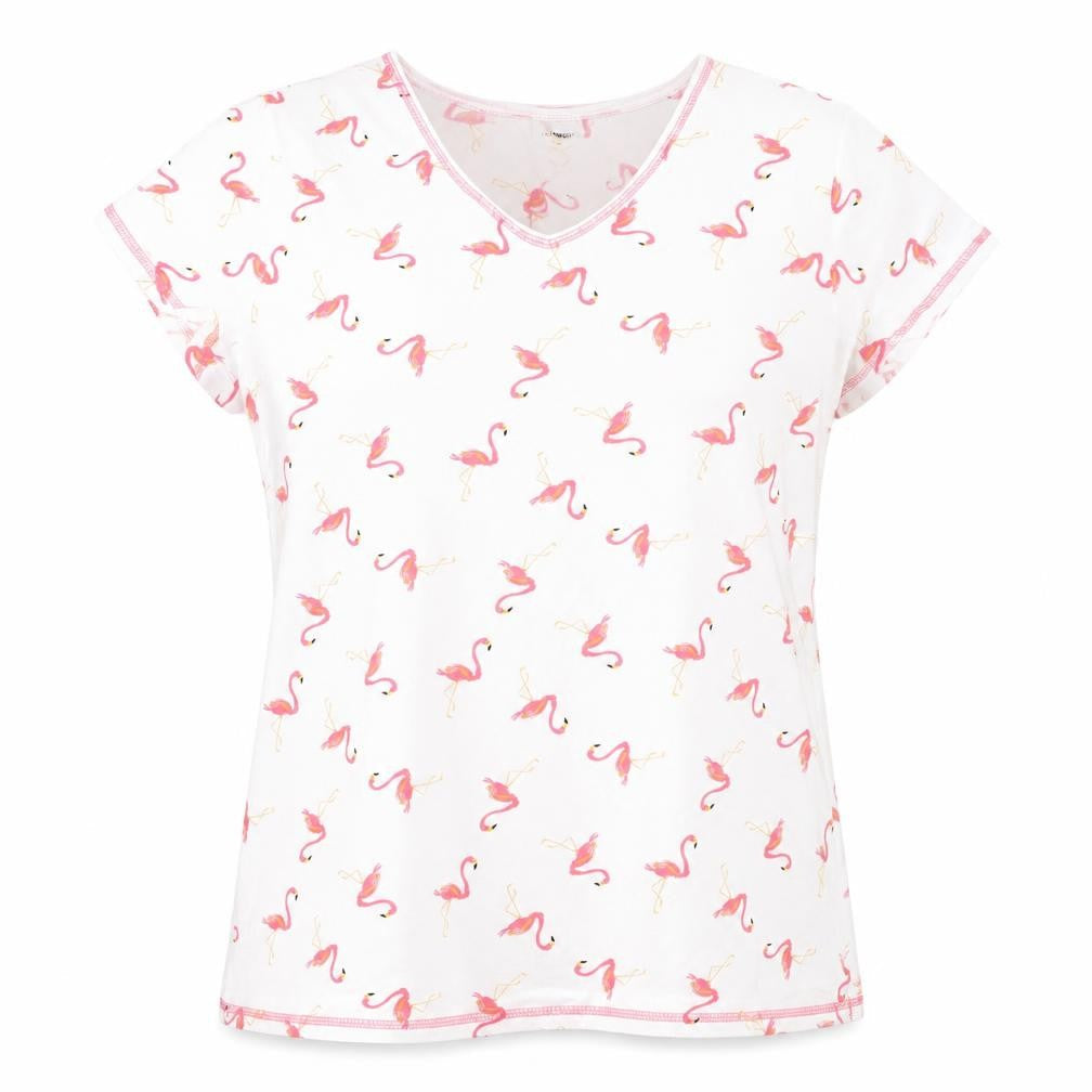Damart Womens White Animal Print  Basic T-Shirt Size M