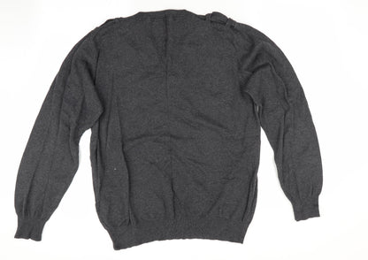 Preloved Henleys Mens Grey   Pullover Jumper - Back