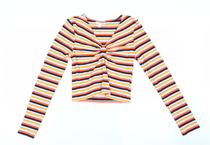Primark Womens Orange Striped  Pullover Jumper Size 8