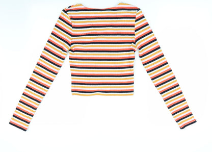 Primark Womens Orange Striped  Pullover Jumper Size 8