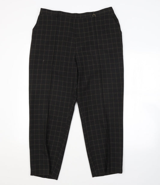 M&S Womens Brown Check  Trousers  Size 18 L26 in