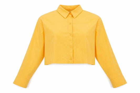 H&M Womens Orange   Cropped Button-Up Size M