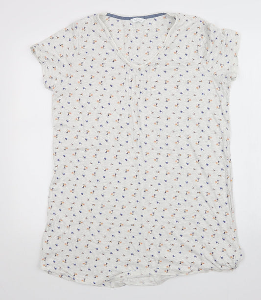 M&S Womens White Floral  Top Nightshirt Size 16
