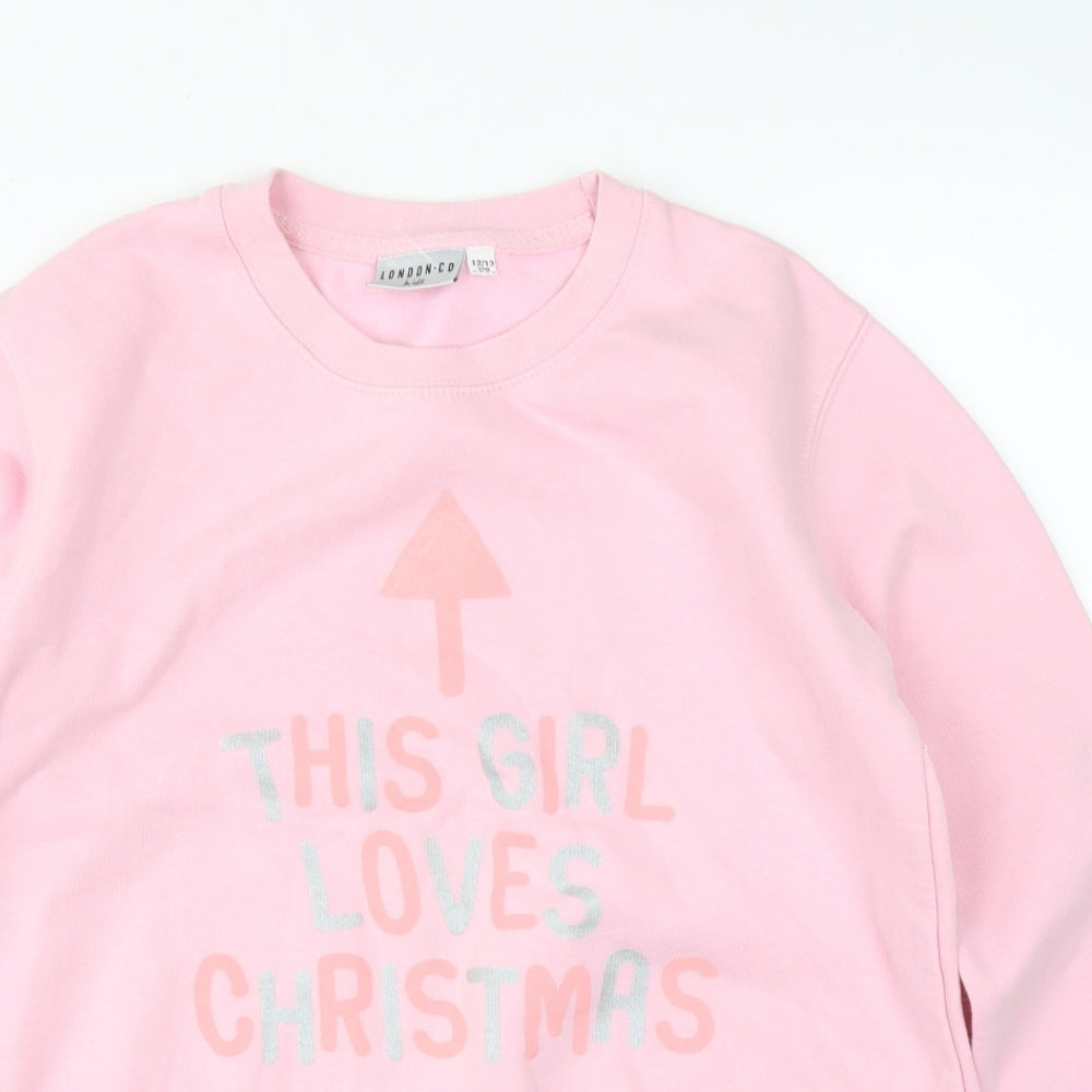 London.Co Girls Pink   Pullover Sweatshirt Size 12-13 Years