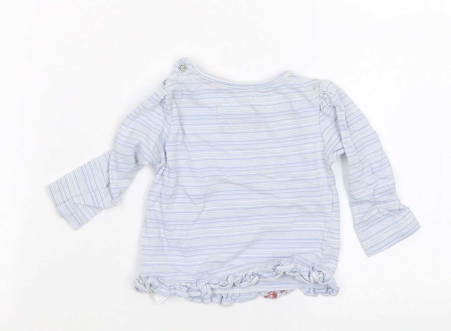 Earlydays Girls Blue Striped  Basic T-Shirt Size 3-6 Months