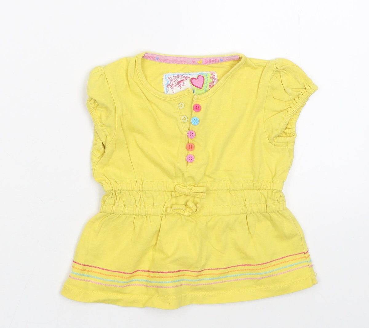Debenhams Girls Yellow   Basic T-Shirt Size 12-18 Months