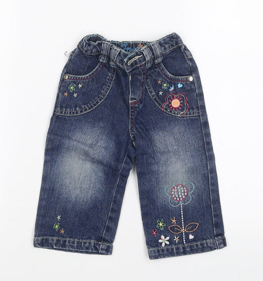 tigerliy Girls Blue Floral   Jeans Size 9 Months