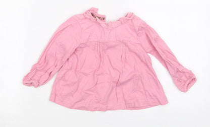 Additional front view of Monsoon girls’ pink basic t-shirt, size 6-9, months