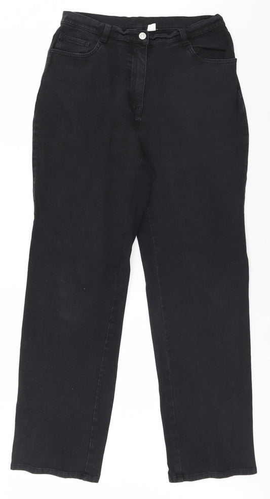 Preworn Womens Black   Trousers  Size 14 L28 in