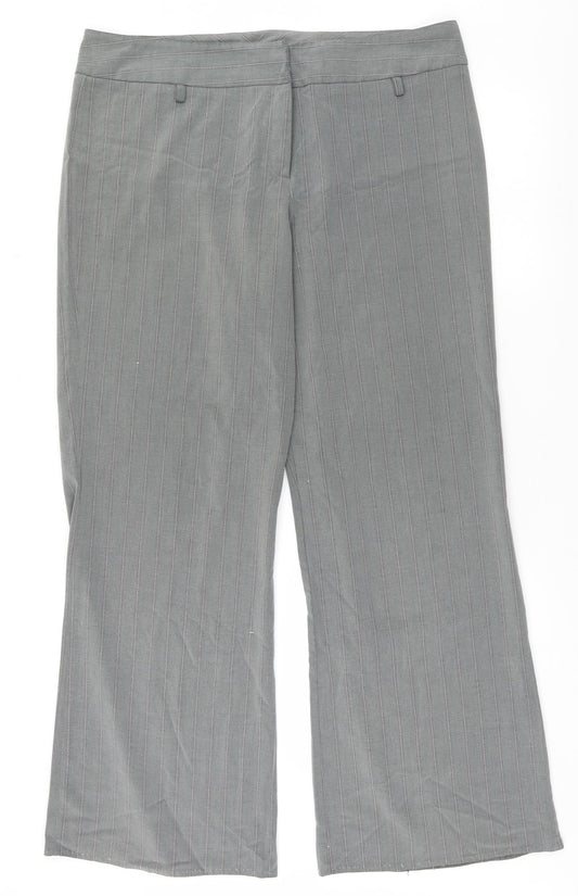 EVIE Womens Grey Striped  Trousers  Size 16 L30.5 in