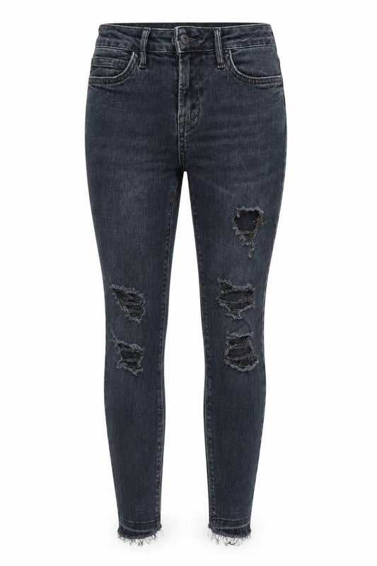 New Look Womens Black  Denim Skinny Jeans Size 8 L22.5 in - Ripped