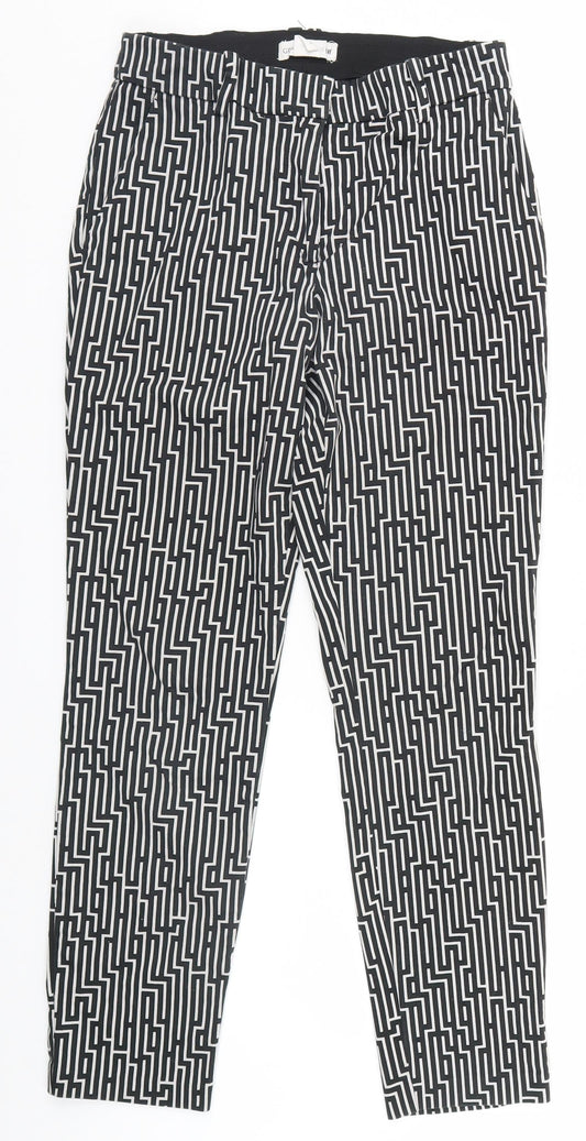 H&M Womens Black Geometric  Trousers  Size 6 L26 in