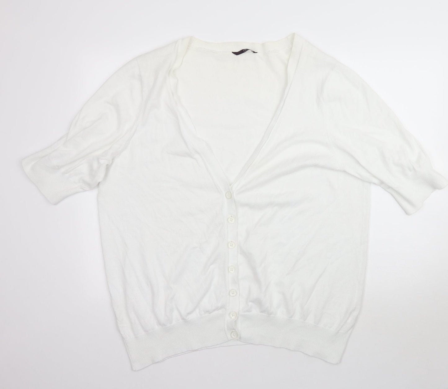 E. Womens White  Knit Cardigan Jumper Size 22