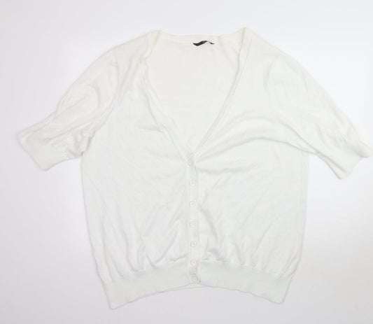 E. Womens White  Knit Cardigan Jumper Size 22