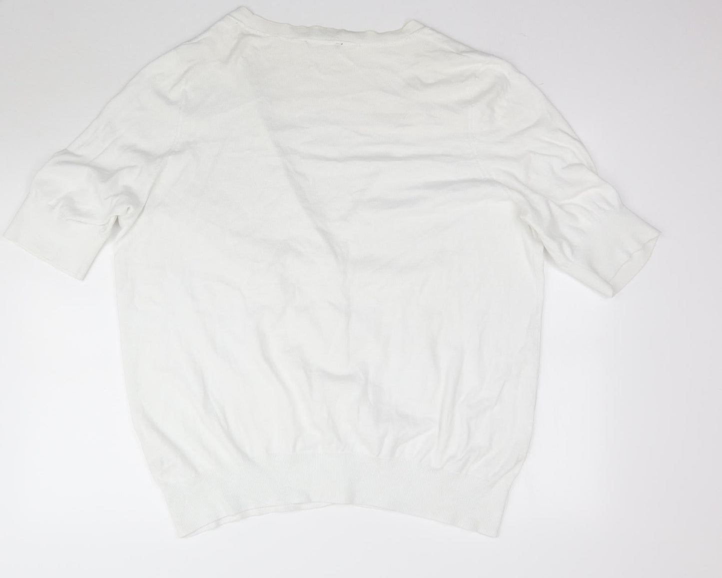 E. Womens White  Knit Cardigan Jumper Size 22