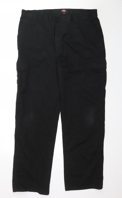 Additional front view of Lee Cooper women’s black trousers, size UK 40, in, 32-inch leg
