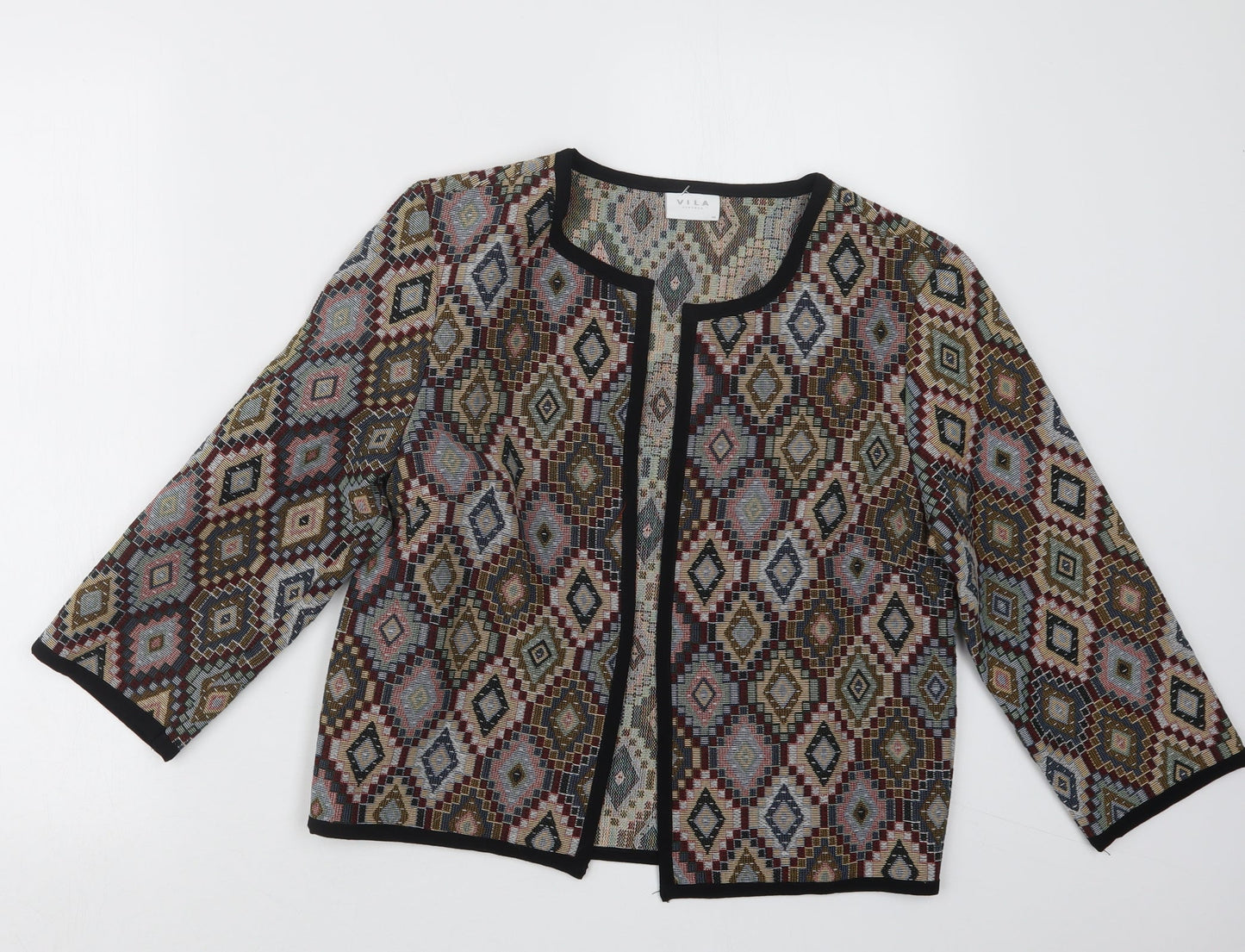 Villa Womens Black Geometric  Jacket  Size 8
