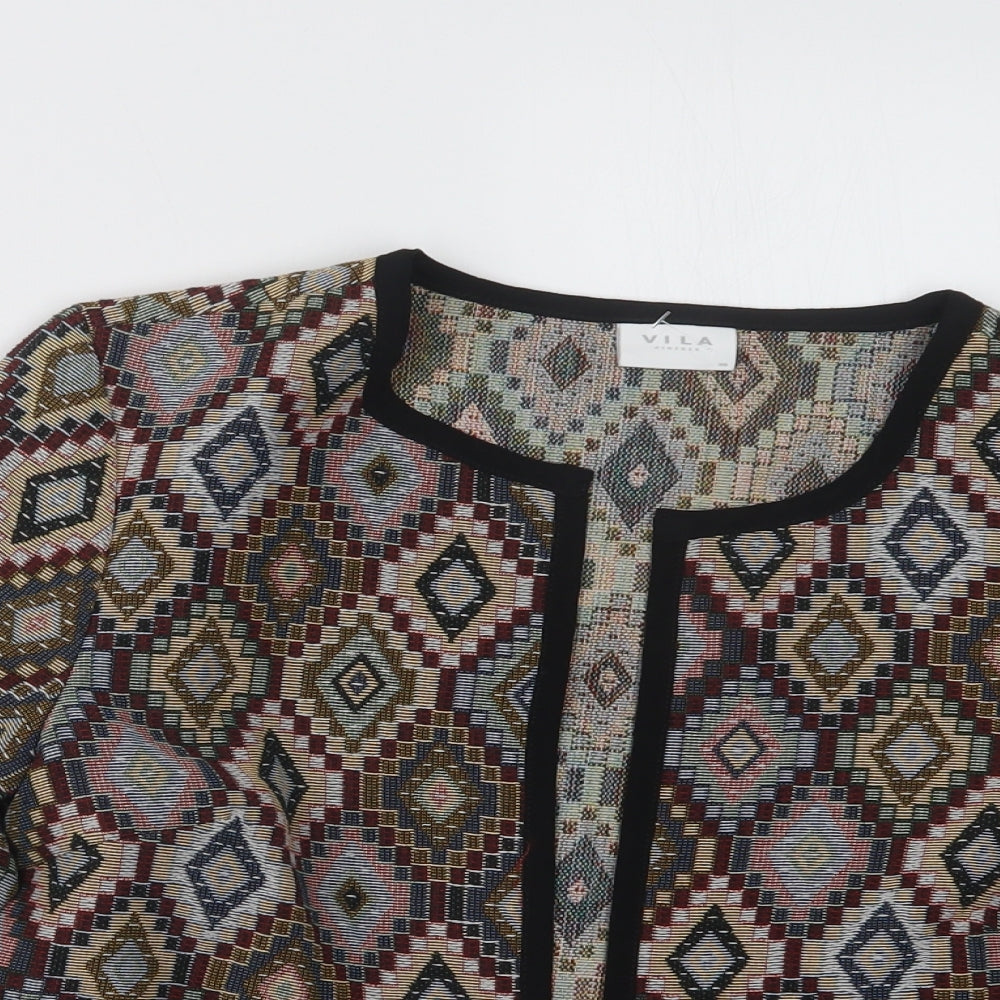 Villa Womens Black Geometric  Jacket  Size 8