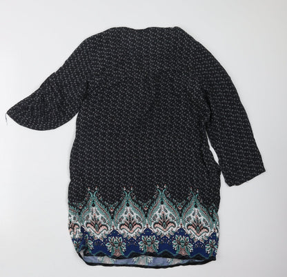 Preloved Sweet Girl Womens Black Geometric  Basic Blouse Size S - Back