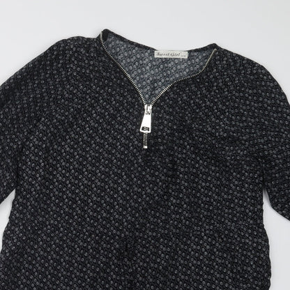 Preloved Sweet Girl Womens Black Geometric  Basic Blouse Size S - Detail