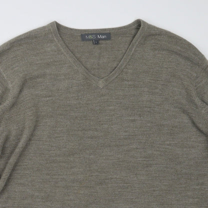 Marks & Spencer Mens Beige  Knit Pullover Jumper Size L