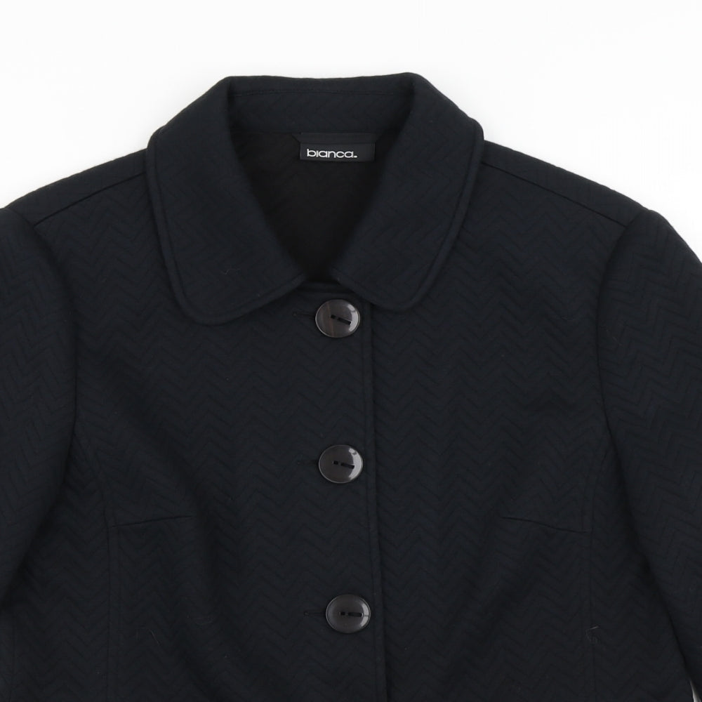 Bianca Womens Blue Herringbone  Jacket  Size 12