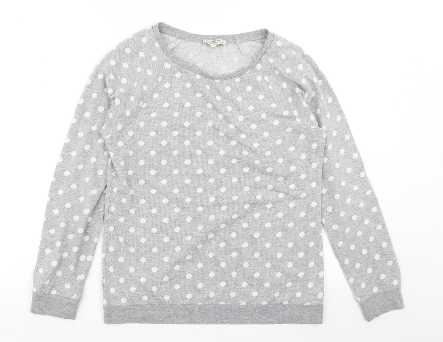 Papaya Womens Grey Polka Dot  Pullover Sweatshirt Size 8