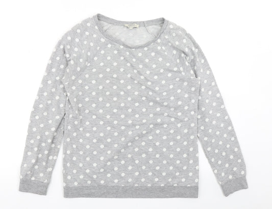 Papaya Womens Grey Polka Dot  Pullover Sweatshirt Size 8