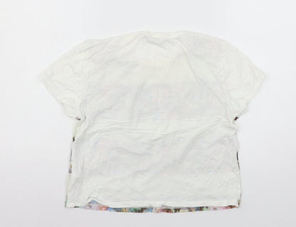 Back view of Miss Selfridge women’s white striped jersey basic t-shirt, size UK 10