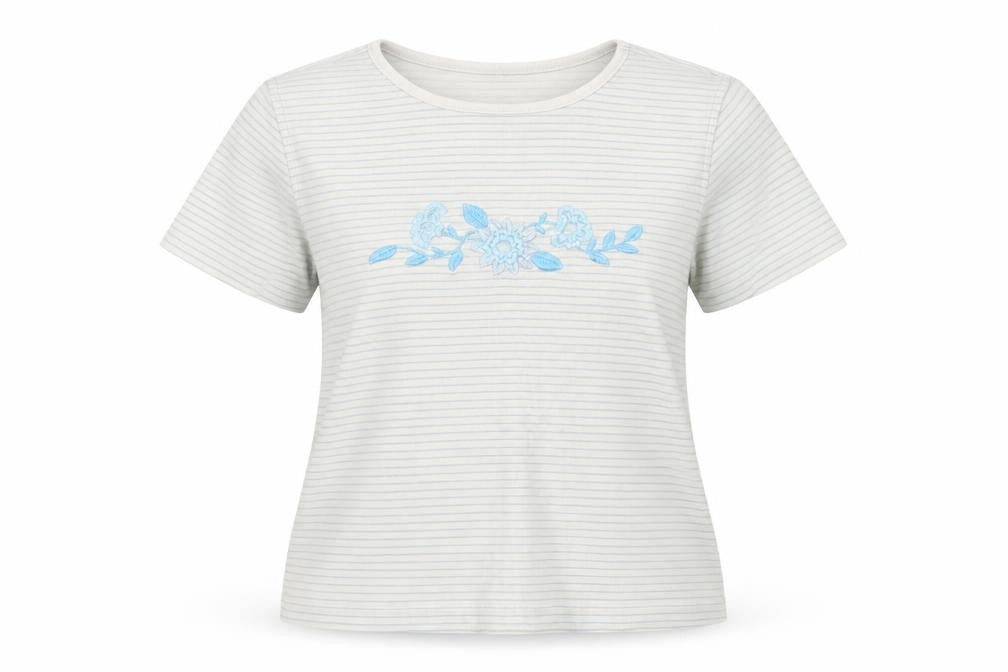 Bonmarché Womens White Striped Jersey Basic T-Shirt Size M