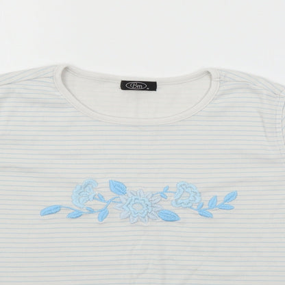 Bonmarché Womens White Striped Jersey Basic T-Shirt Size M