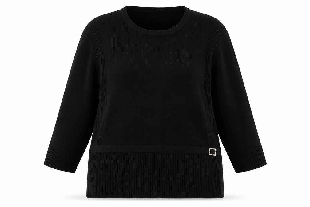 Paramour Womens Black  Knit Pullover Jumper Size XL