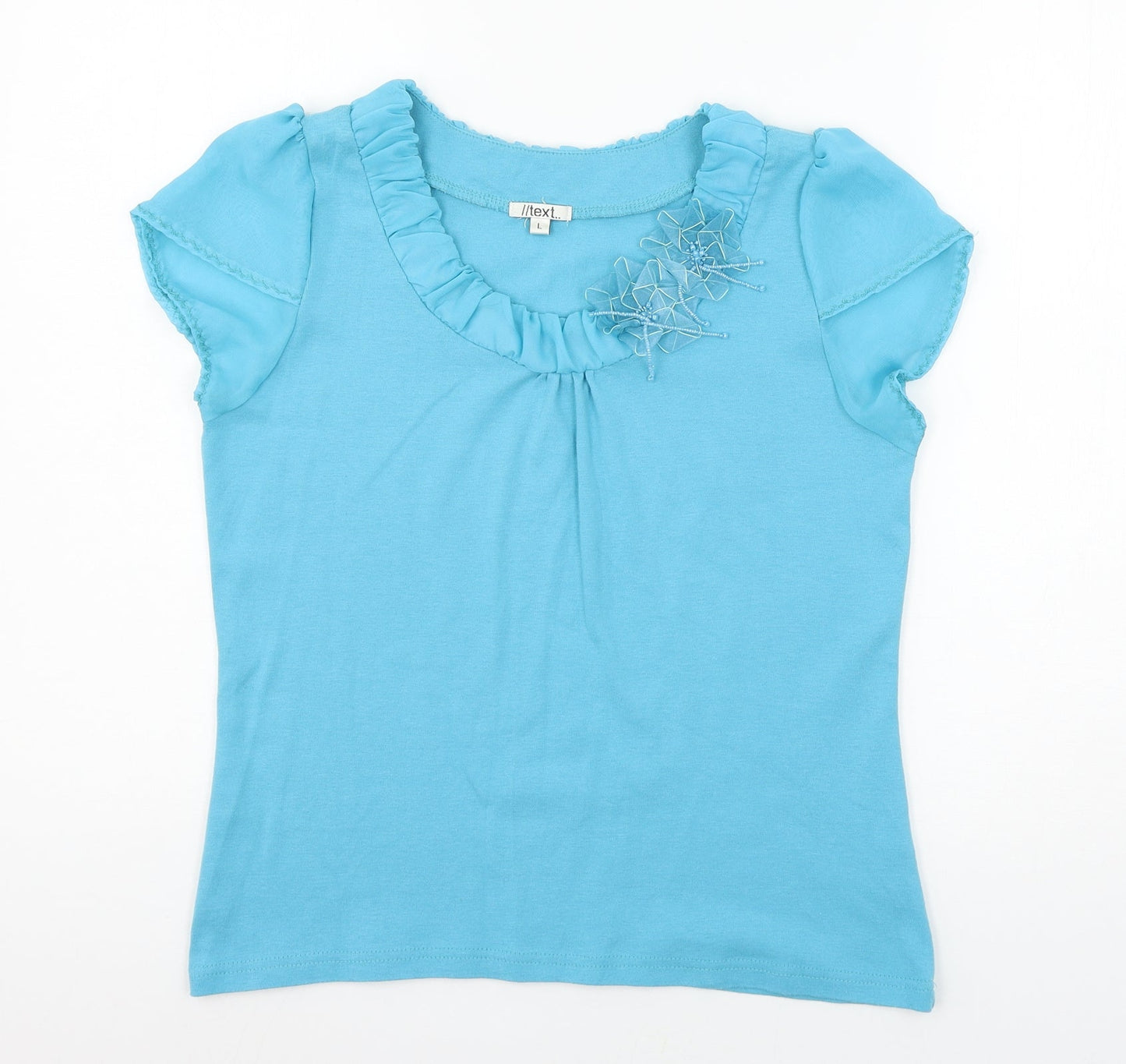 text Womens Blue  Jersey Basic T-Shirt Size L