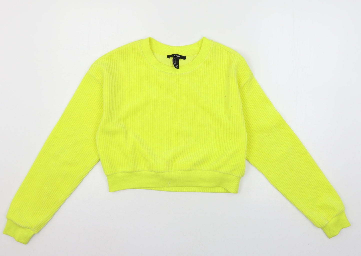 FOREVER 21 Womens Yellow  Jersey Pullover Sweatshirt Size S