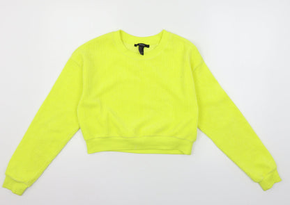 Preloved FOREVER 21 Womens Yellow  Jersey Pullover Sweatshirt Size S - Front