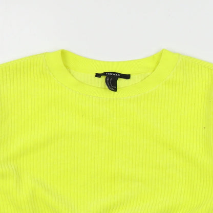 Preloved FOREVER 21 Womens Yellow  Jersey Pullover Sweatshirt Size S - Detail