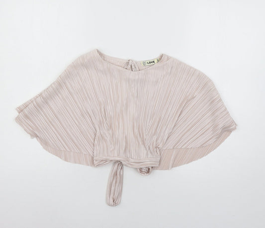 Love  Womens Pink  Satin Basic Blouse Size XS