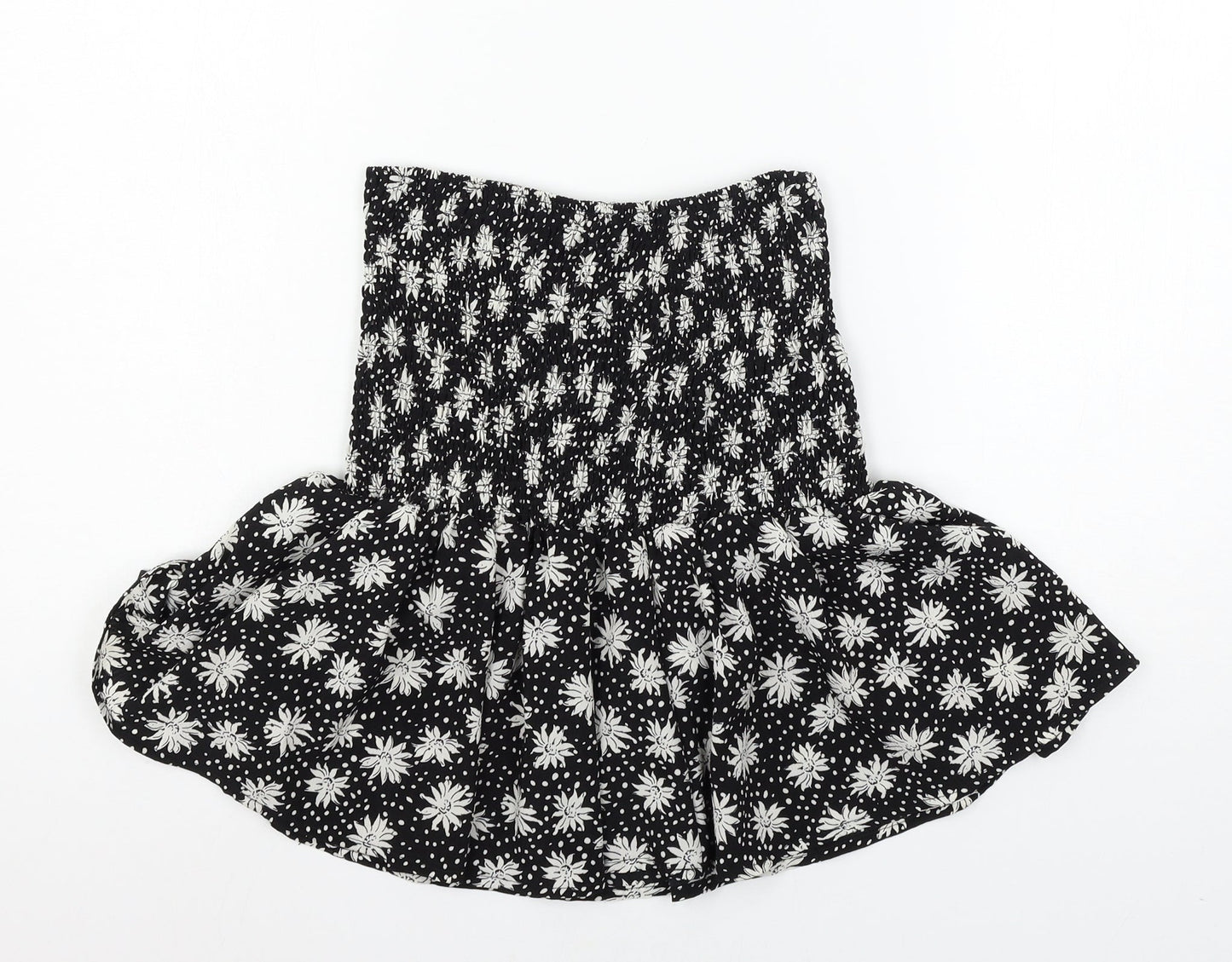 Boohoo Womens Black Floral  Basic Blouse Size 8