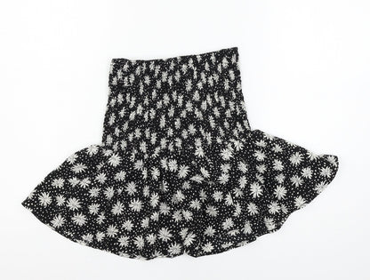 Boohoo Womens Black Floral  Basic Blouse Size 8