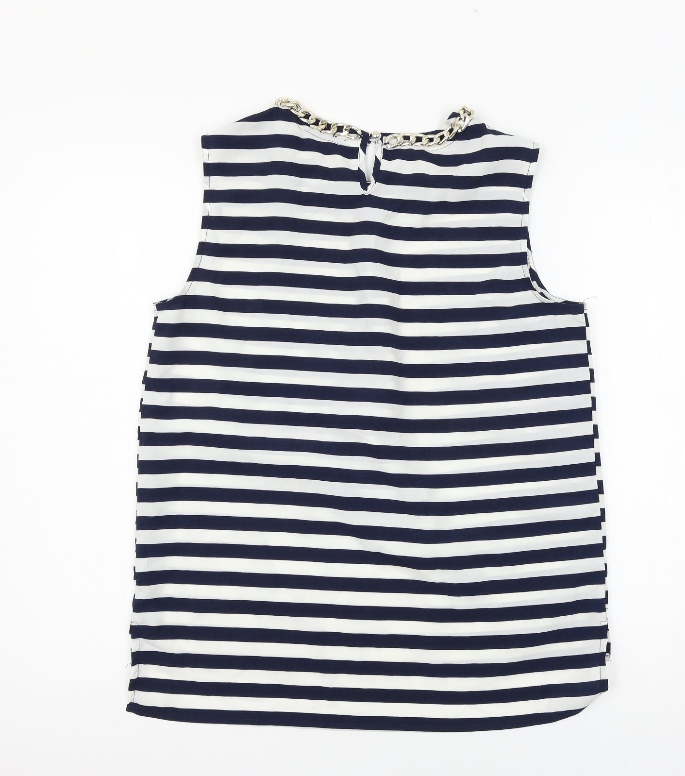 Atmosphere Womens Blue Striped  Basic Blouse Size 12  - chain detail